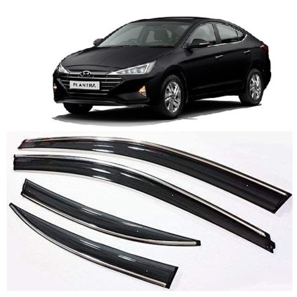 rain window door visor wind deflectors For Elantra New - black